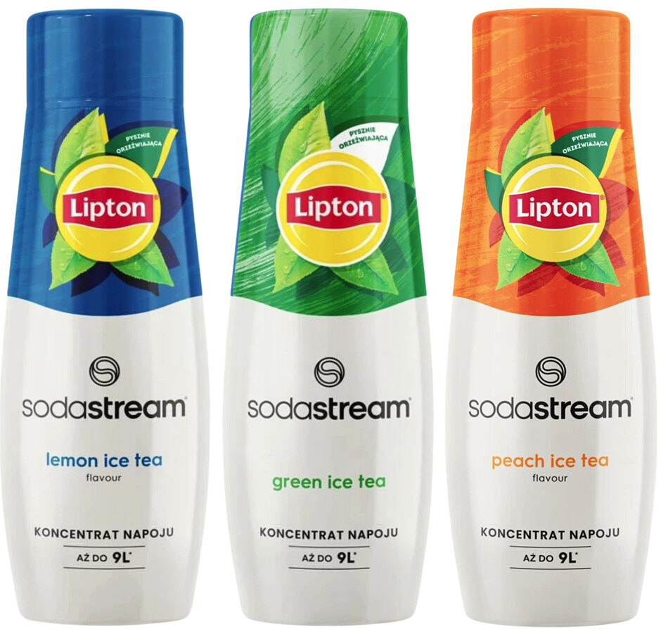 zestaw sodastream syrop lipton green ice tea 440 ml syrop lipton ice tea lemon 440 ml syrop lipton ice tea peach 440 mlglowne