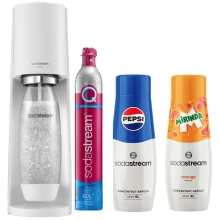 Zestaw SodaStream Ekspres do gazowania wody Terra Biały + Syrop Mirinda 440 ml + Syrop Pepsi 440 ml