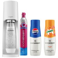 Zestaw SodaStream Ekspres do gazowania wody Terra Biały + Syrop Mirinda 440 ml + Syrop Pepsi 440 ml