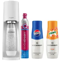 Zestaw SodaStream Ekspres do gazowania wody Terra Biały + Syrop Mirinda 440 ml + Syrop Pepsi 440 ml