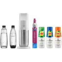 Zestaw SodaStream Saturator Duo Biały + 2 butelki + Syrop Lipton Green Ice Tea 440 ml + Syrop Lemon Lipton Ice Tea 440 ml + Syrop Peach Lipton Ice Tea 440 ml