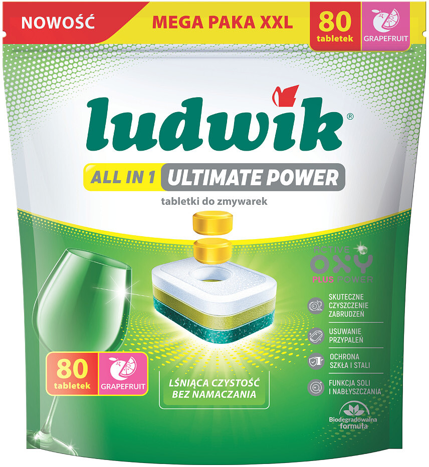 tabletki do zmywarki ludwik all in 1 ultimate power grapefruit 80 szt glowne