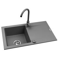 Zestaw granitowy Pyramis Zlewozmywak Sparta 76x44 1B1D + Bateria Lungo Szary beton