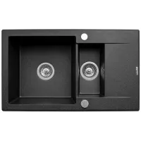 Zlewozmywak granitowy Pyramis Korfu 78x46 1 1/2B 1D Czarny