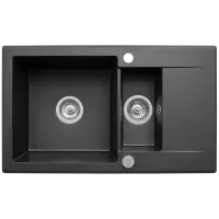 Zlewozmywak granitowy Pyramis Korfu 78x46 1 1/2B 1D Karbon