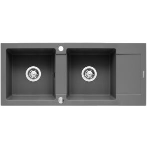 zlewozmywak granitowy pyramis mido 116x50 2b1d nowe glowne szary beton