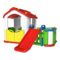 Domek ogrodowy dla dzieci Ramiz 3w1 z Ogródkiem i Zjeżdżalnią Czerwony dach