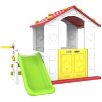Domek ogrodowy dla dzieci Ramiz 3w1 ze Zjeżdżalnią i Koszykówką Czerwony dach