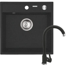 Zestaw granitowy Pyramis Zlewozmywak Camea Mini 40x40 1B + Bateria Lungo Czarny