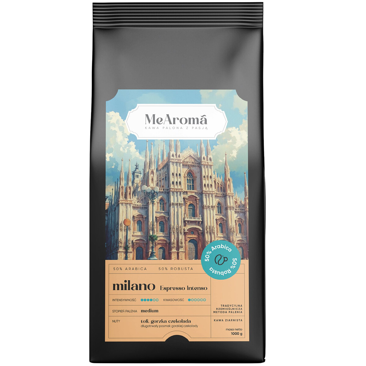 kawa ziarnista mearoma milano espresso intenso 1 kg front