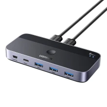 Przełącznik switch Ugreen CM662 USB 3.0 2x4 out Czarny