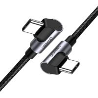 Kabel kątowy z bocznym wtykiem USB-C do USB-C Ugreen US323 PD QC FCP 3A 1m Szary