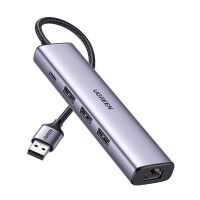 Adapter Ugreen CM475 5w1 USB-A do 3xUSB 3.0 + RJ45 + USB-C Srebrny