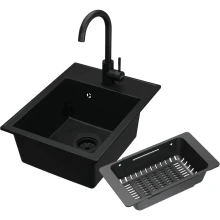 Zestaw Kernau Zlewozmywak KGS L 40 1B Deep Black + Bateria KWT 47 Deep Black + Koszyk ociekowy KPB 01 Matt Black