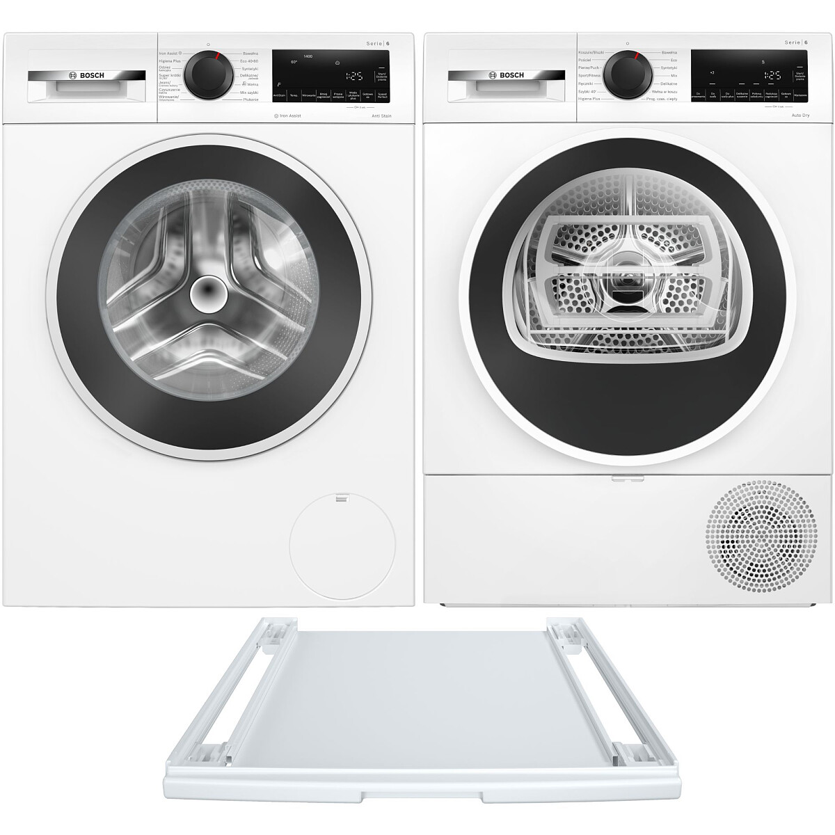 zestaw agd bosch pralka serie 6 wgg254zgpl 10kg suszarka serie 6 wqg233dgpl 8kg lacznik wtz27400 glowne
