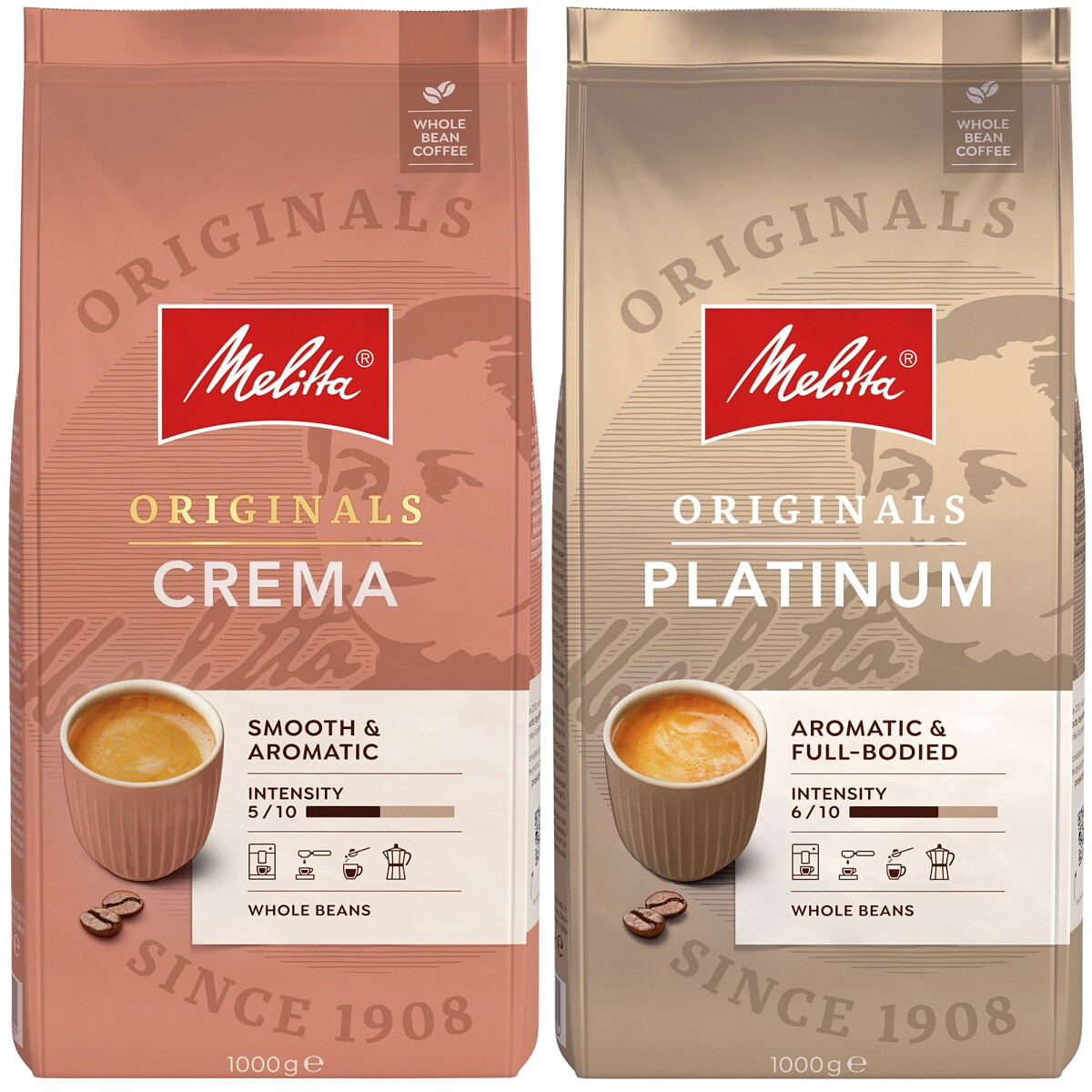 zestaw kaw ziarnistych melitta crema platinum