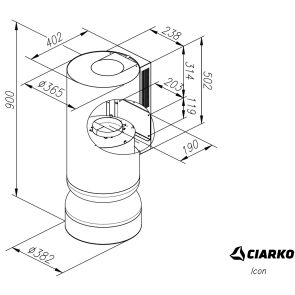 okap kominowy ciarko design icon cashemere dark rysunek techniczny