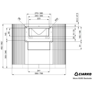 okap kominowy ciarko design mono cashmere dark 80 rysunek techniczny 2