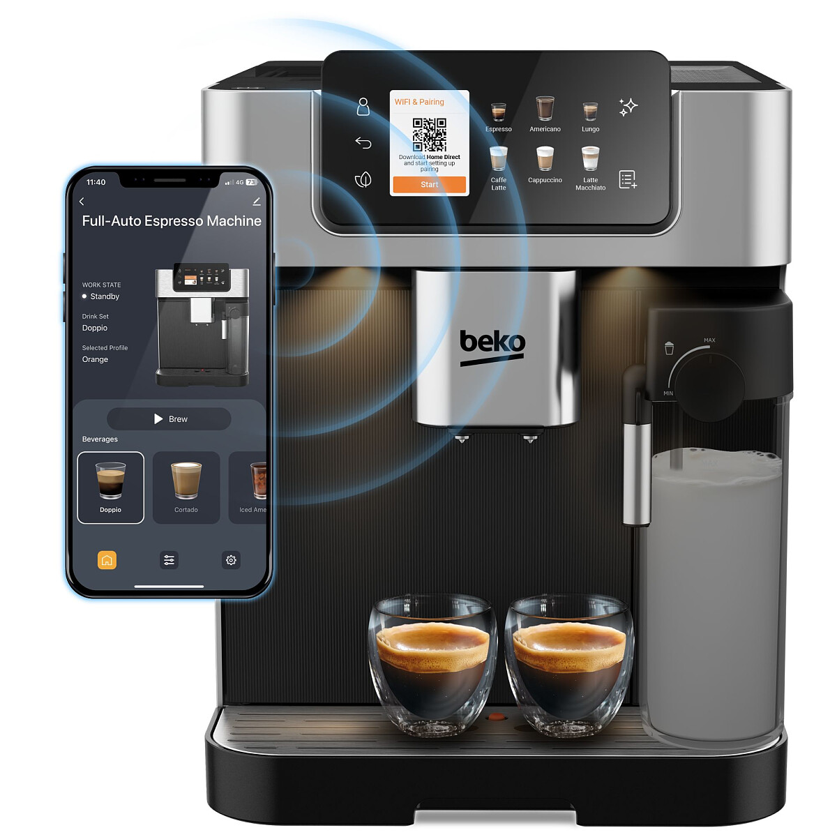 ekspres cisnieniowy beko caffeexperto ceg7348x sterowanie smartfonem