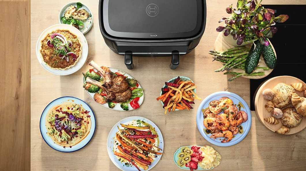 airfryer frytownica beztluszczowa bosch serie 4 double drawer mafd440b1 dania