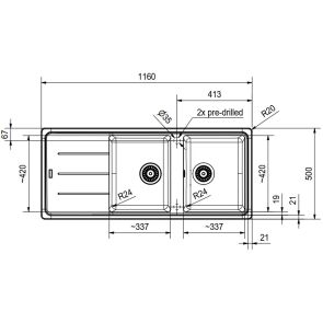 zlewozmywak granitowy franke basis bfg 621 116 rysunek techniczny 1