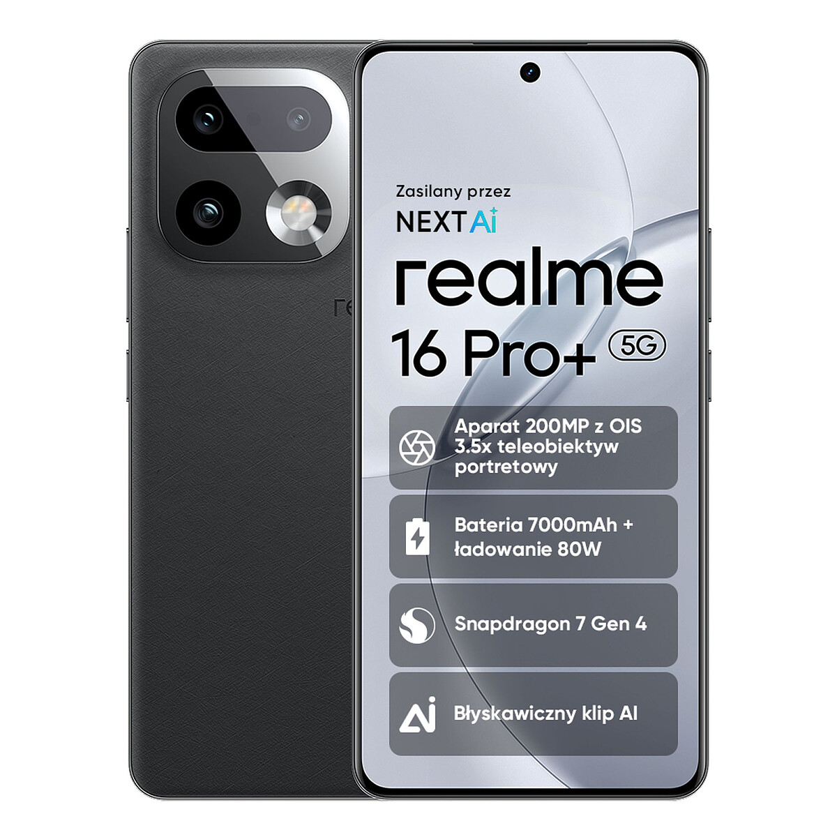 smartfon realme 16 pro 8 256 gb szary przod tyl