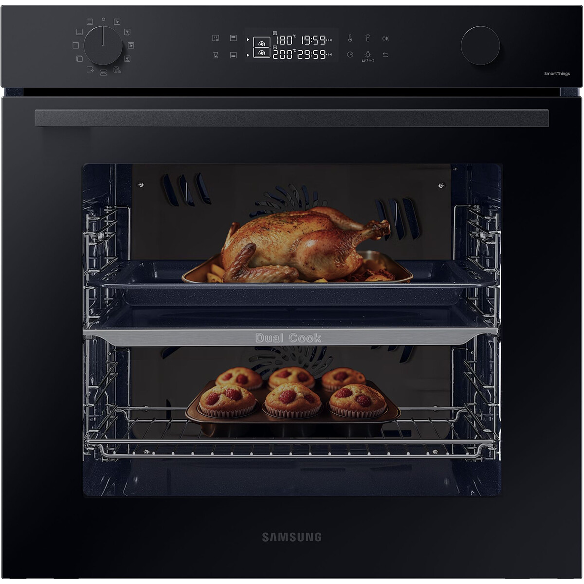 piekarnik elektryczny samsung nv7b44207ak nowe glowne z jedzeniem