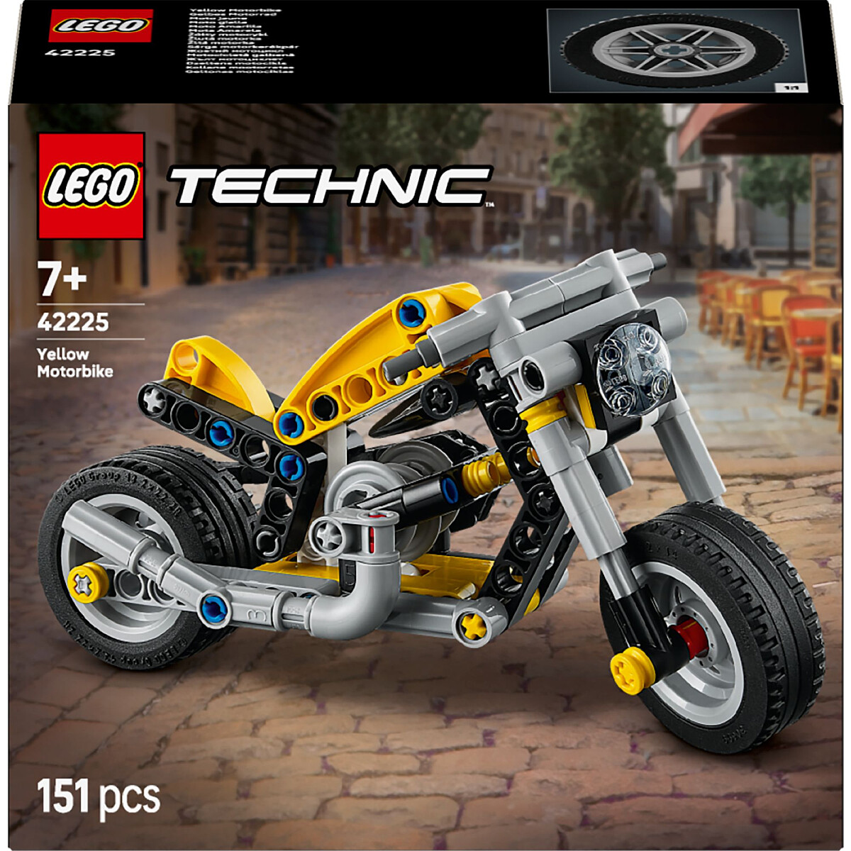 klocki lego technic zolty motocykl 42225 front