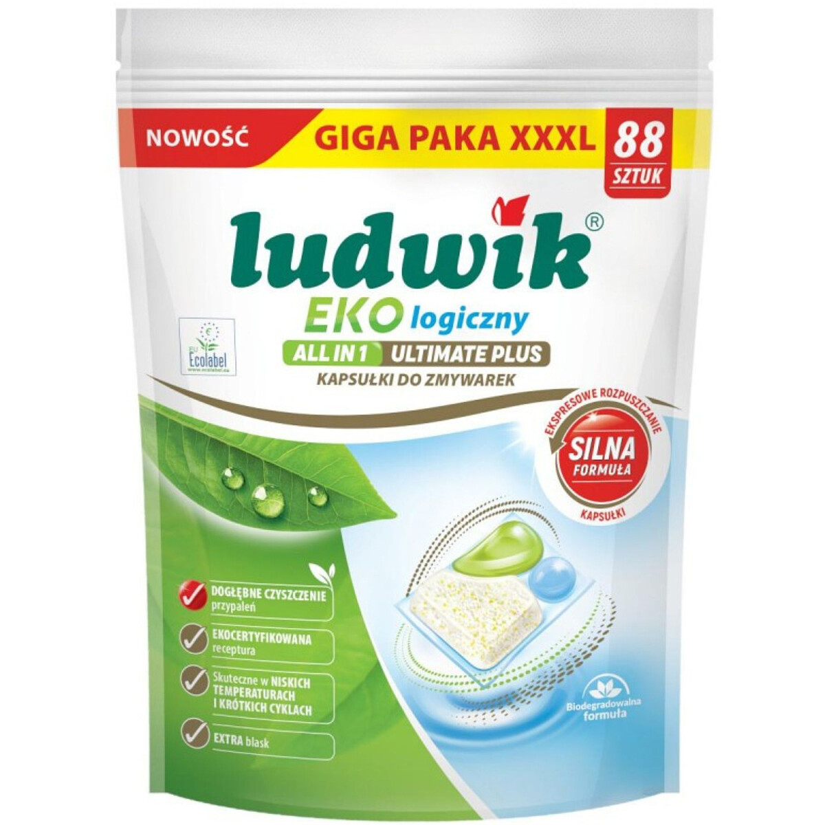kapsulki do zmywarki all in one ultimate plus eu ecolabel 88 szt ludwik ekologiczny glowne zdjecie