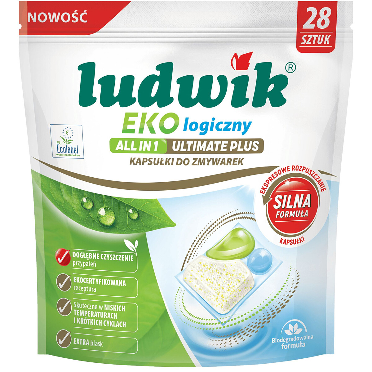 kapsulki do zmywarek ludwik ekologiczny all in one ultimate plus 28 szt glowne zdjecie