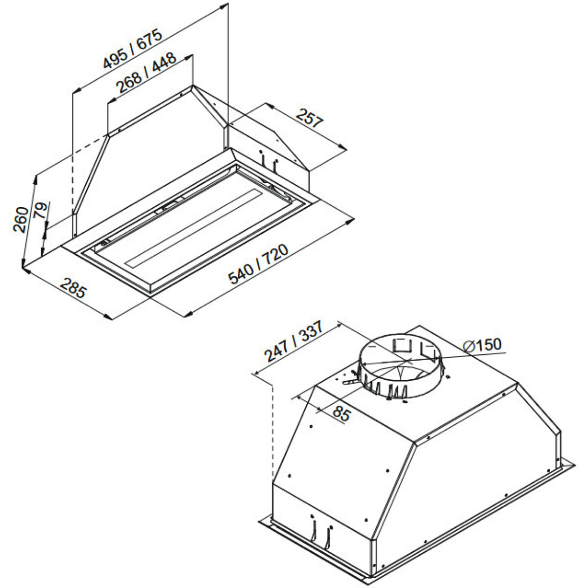okap wklad kernau kbh 08501.1 b rysunek techniczny