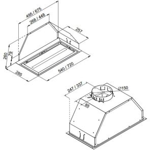 okap wklad kernau kbh 08501.1 b rysunek techniczny