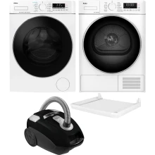 Zestaw AGD Amica Pralka WA5S814ADiSOzH 8kg Slim + Suszarka ADH4C8DKH 8kg + Łącznik HSK-596DW + Odkurzacz workowy VM 7002 Suracon