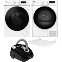 Zestaw AGD Amica Pralka WA5S814ADiSOzH 8kg Slim + Suszarka ADH4C8DKH 8kg + Łącznik HSK-596DW + Odkurzacz workowy VM 7002 Suracon