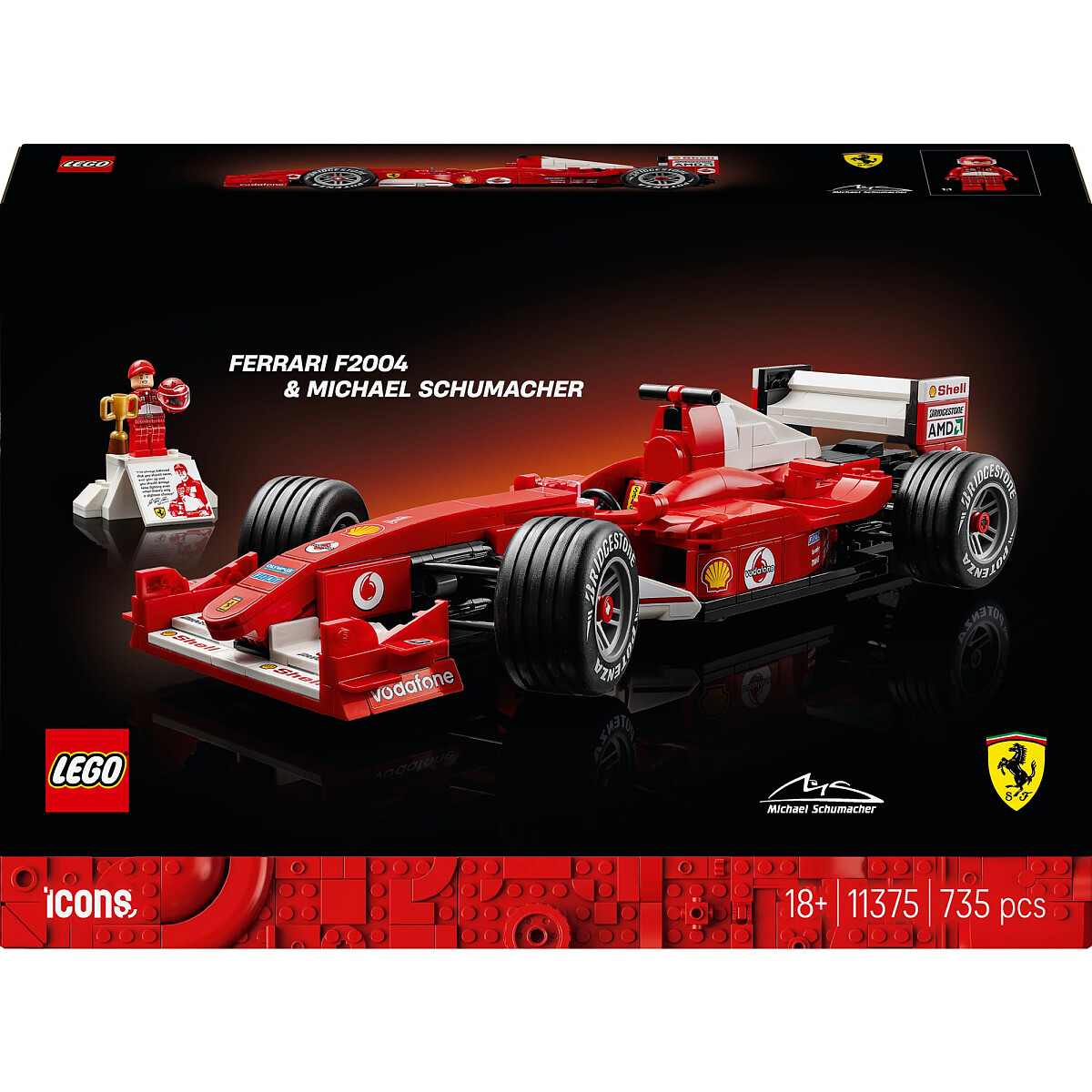 Klocki LEGO Icons Ferrari F2004 i Michael Schumacher 11375