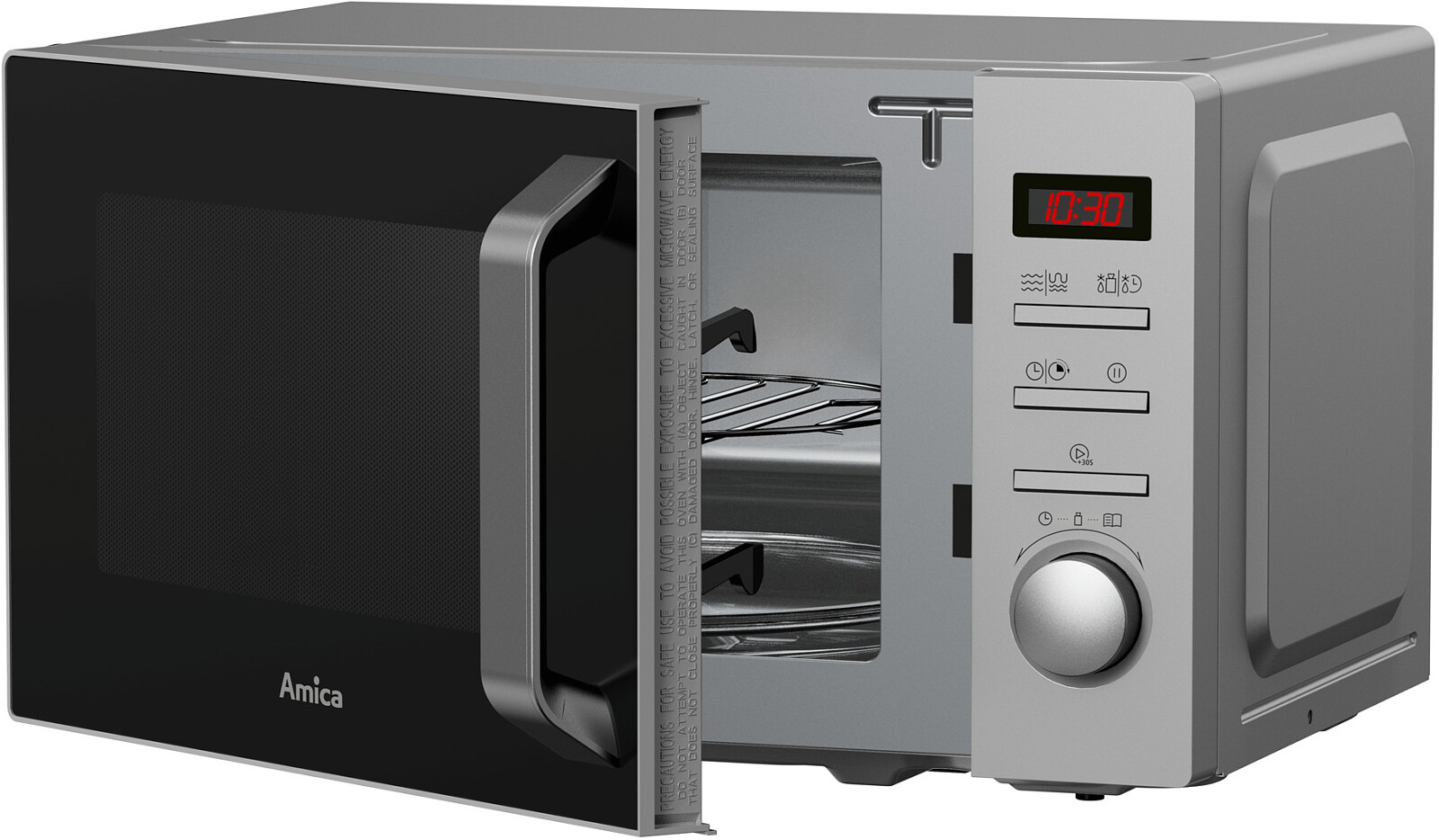 kuchenka mikrofalowa amica mmf20e3gs uchylone drzwi