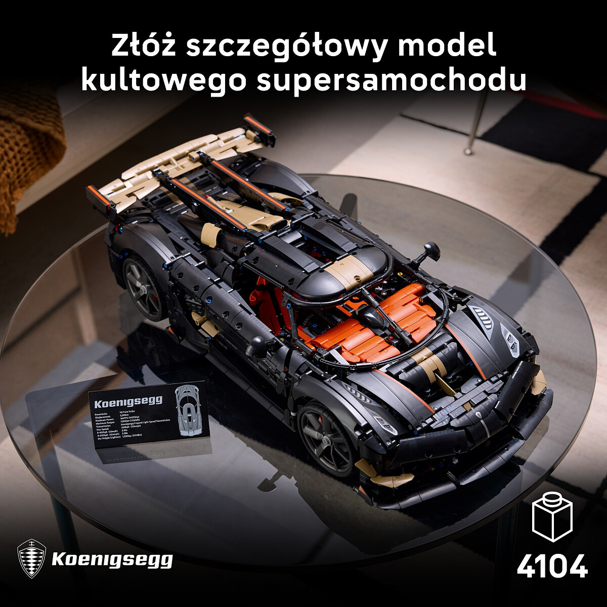 klocki lego technic koenigsegg sadairs spear megacar 42232 1