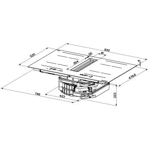 plyta indukcyjna zintegrowana z okapem faber shadow a830 rysunek techniczny