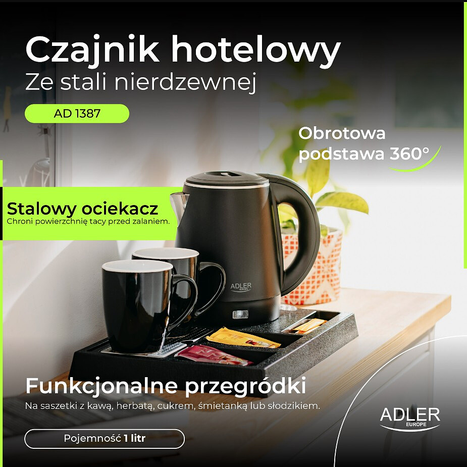 czajnik elektryczny adler ad 1387 2 kubki hotelowy