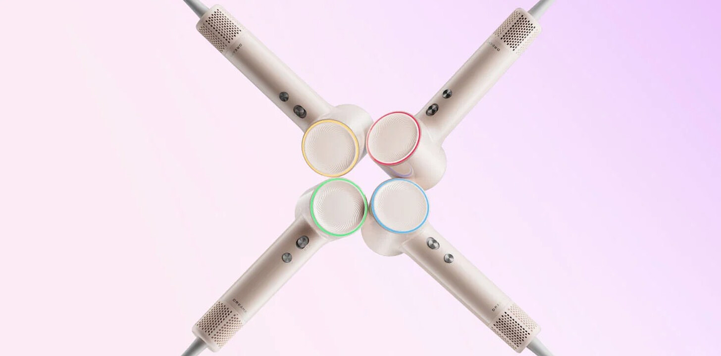 suszarka do wlosow dreame hair mini high speed rozowa pierscien