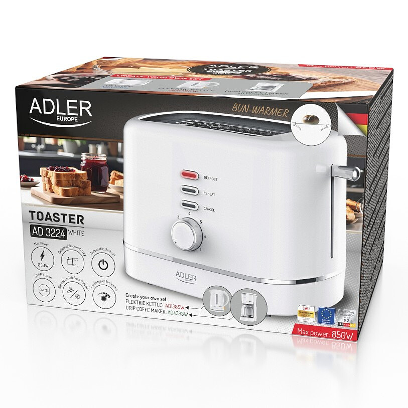 toster adler ad 3224 bialy opakowanie