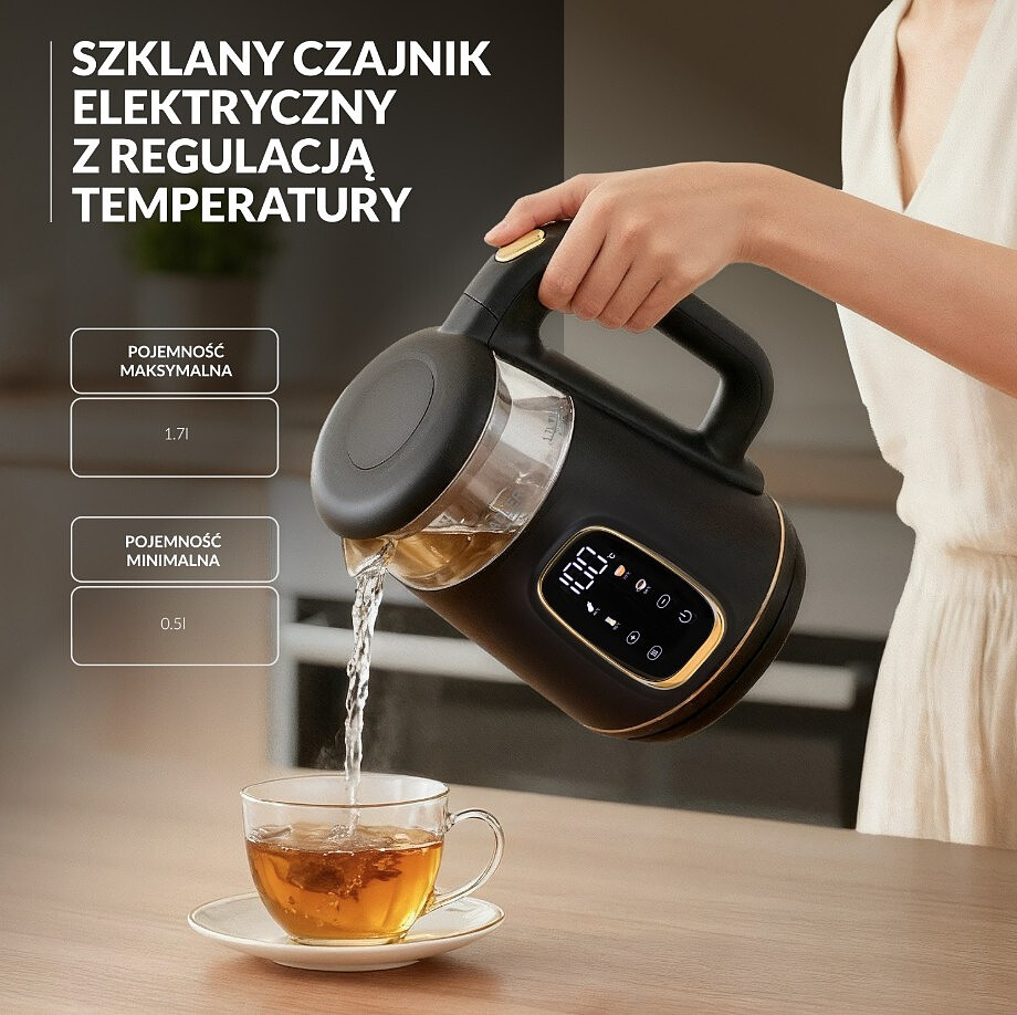 czajnik elektryczny adler ad 1305 bg czarno zloty pojemnosc
