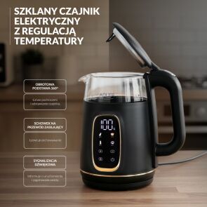 czajnik elektryczny adler ad 1305 bg czarno zloty pokrywka