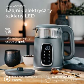 czajnik elektryczny adler ad 1305 gs szaro srebrny cechy 8