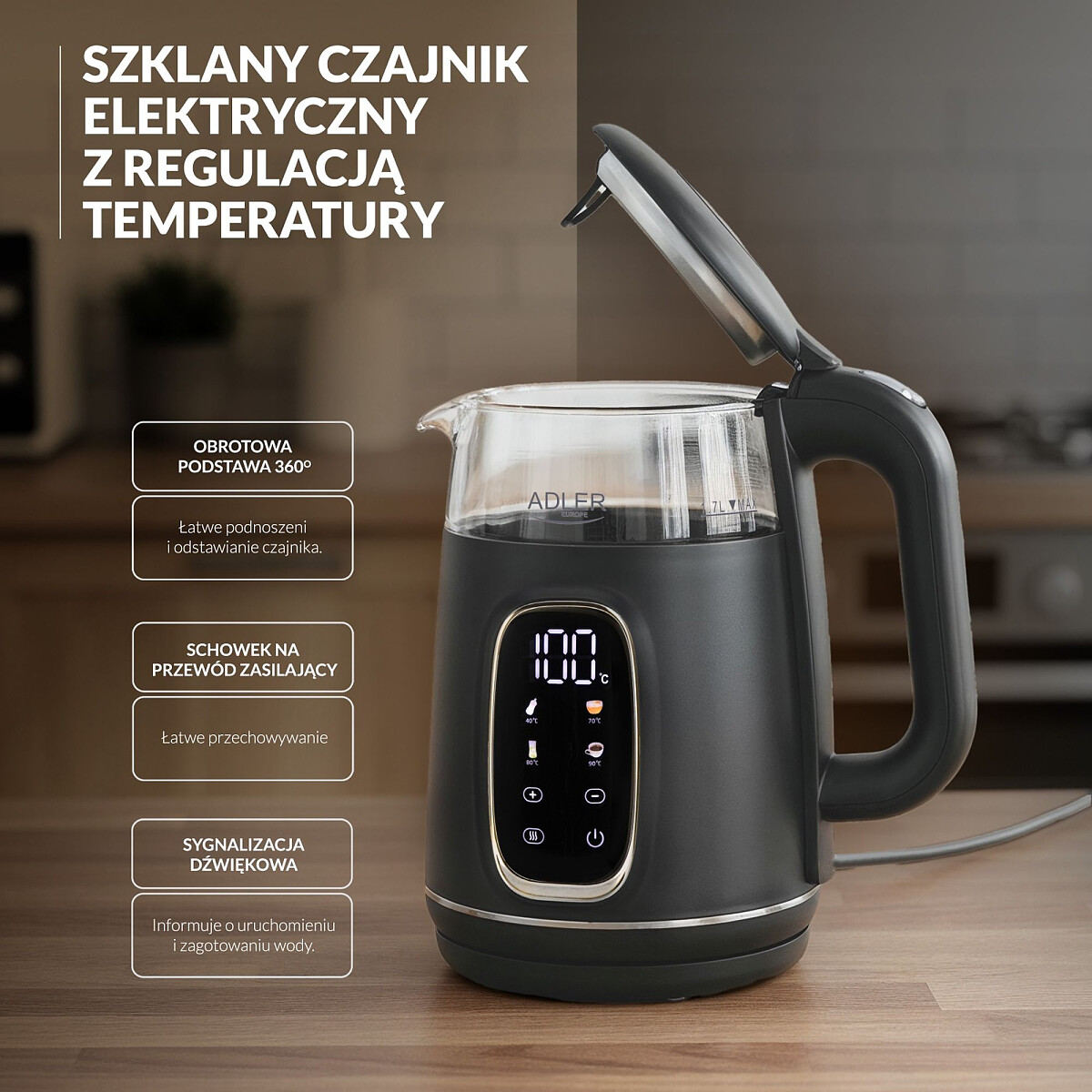 czajnik elektryczny adler ad 1305 gs szaro srebrny cechy 5