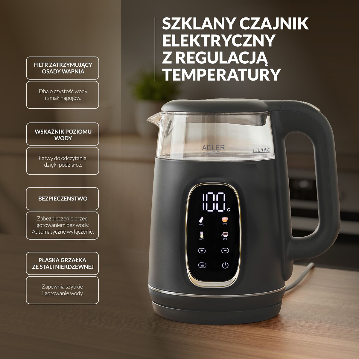 czajnik elektryczny adler ad 1305 gs szaro srebrny cechy 6
