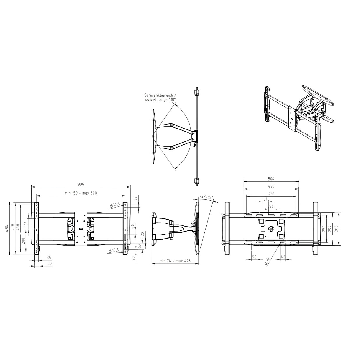 uchwyt do telewizora hama fullmotion premium 37 90 (6)