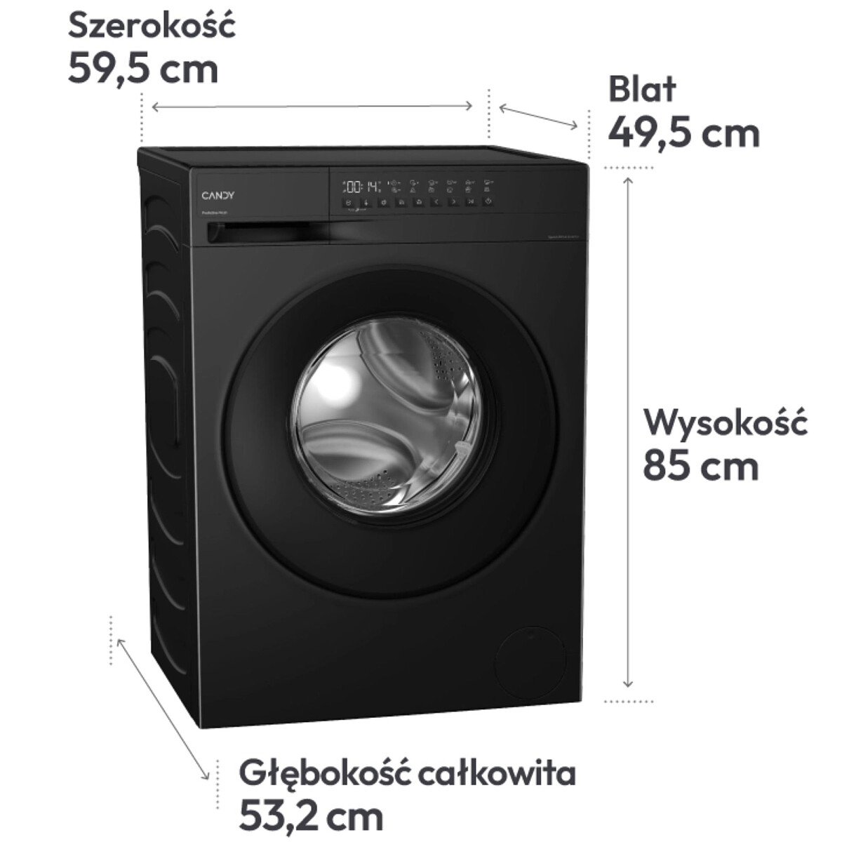 pralka candy prowash ey 48sb8b s 8kg 1400obr. proactive wash ai silent motion wymiary