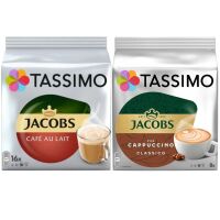Zestaw kapsułek Tassimo Jacobs Cafe Au Lait 16 szt. + Cappuccino Classico 8 szt.