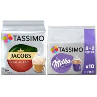 Zestaw kapsułek Tassimo Jacobs Cafe Au Lait 16 szt. + Milka 10 szt.